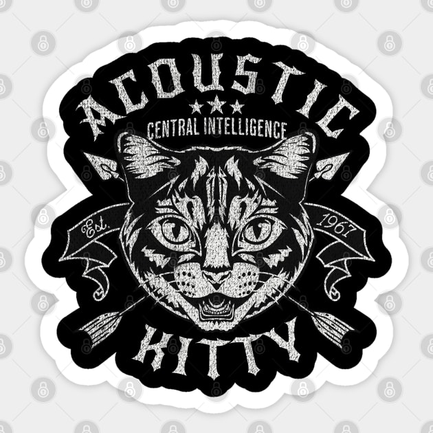 Acoustic Kitty CIA Inspired Retro Spy Cat Emblem Art Design Sticker by Yesteeyear